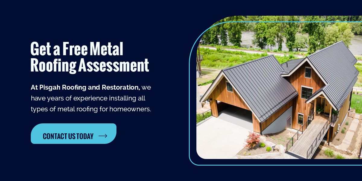 an image of a metal roofing telling users to get a free metal roofing assessment
